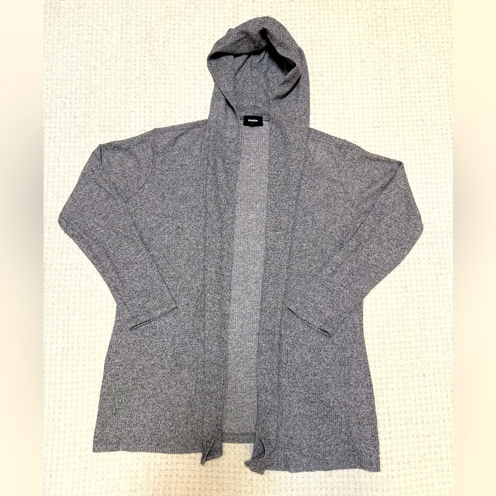 Monrow women’s hooded grey  open cardigan, medium